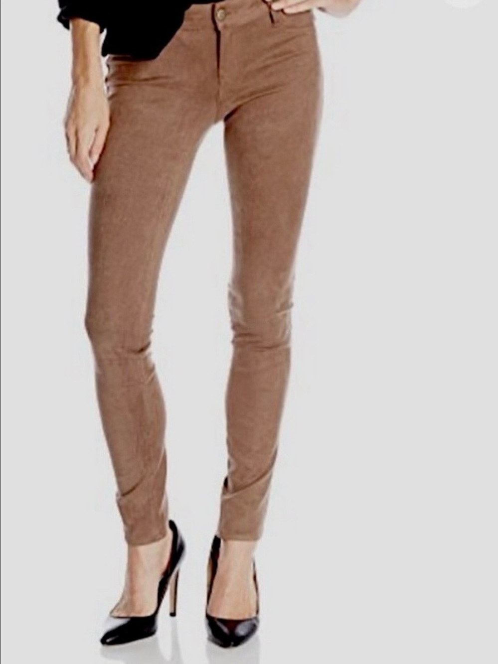 Level 99 Women’s 29 Liza Skinny Stretch Tawny Tan Faux Suede Skinny Pants NWT